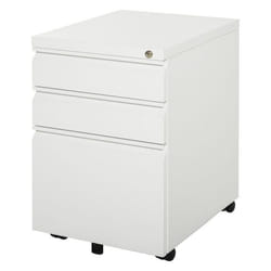 Caisson de Bureau Rangement Bureau sur Roulettes 3 Tiroirs Verrouillables 39l x 48P x 60H cm blanc