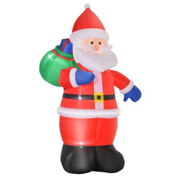 Père Noël Gonflable Led 2,4h M Avec Hotte Polyester Imperméable Rouge