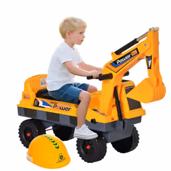 Porteur enfant tractopelle 2-3 ans pelleteuse articulée avec pince incluse effets sonores lumineux PP jaune