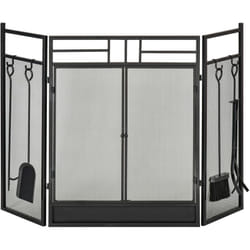 Homcom - Pare-feu large pour cheminée ou poêle - pare-étincelles serviteur de cheminée 2 en 1 avec accessoires - 3 volets pliables et porte - acier