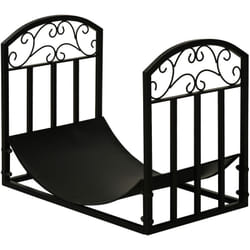 Outsunny - Range-bûches rack à bûches style fer forgé dim. 60,5L x 36l x 46,5H cm métal noir