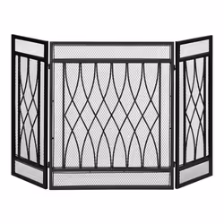 Pare-feu pour cheminée ou poê 126x30x80cm - HOMCOM - Pare-étincelles - 3 Volets Pliables - Noir