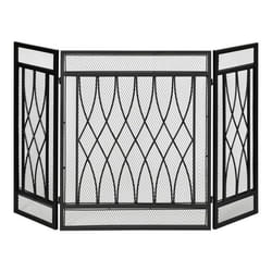 Pare-feu pour cheminée ou poê 126x30x80cm - HOMCOM - Pare-étincelles - 3 Volets Pliables - Noir