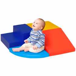 4 blocs de construction en mousse XL - modules de motricité - certifiés normes EN71-1-2-3 - mousse EPE revêtement PU bleu rou ...