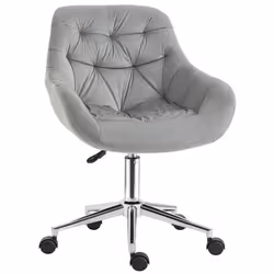 Chaise de bureau design Chesterfield effet capitonné hauteur réglable pivotant 360° piètement chromé velours gris