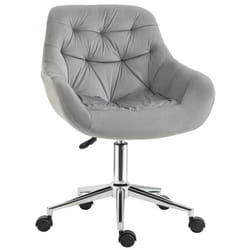 Chaise de bureau design Chesterfield effet capitonné hauteur réglable pivotant 360° piètement chromé velours gris