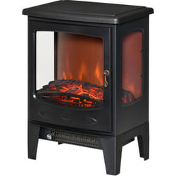 Cheminée électrique poêle style néo-rétro 1000-2000 w simulation flammes led luminosité réglable acier abs noir