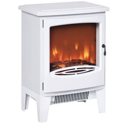 Cheminée électrique poêle style néo-rétro 900-1800 W simulation flammes LED luminosité réglable porte verre trempé acier ABS blanc