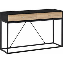 Table console moderne 2 tiroirs métal et panneau de particules dim. 120 x 35 x 75 cm
