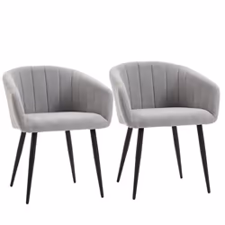 HOMCOM Chaises de Visiteur scandinave Lot de 2 chaises Pieds inclinés effilés métal Assise Dossier accoudoirs ergonomiques Gr ...