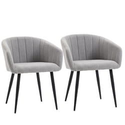 HOMCOM Chaises de Visiteur scandinave Lot de 2 chaises Pieds inclinés effilés métal Assise Dossier accoudoirs ergonomiques Gris