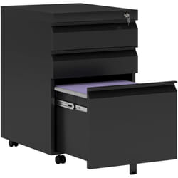 Caisson de Bureau Rangement Bureau sur Roulettes 3 Tiroirs Verrouillables 39l x 48P x 60H cm noir - Homcom