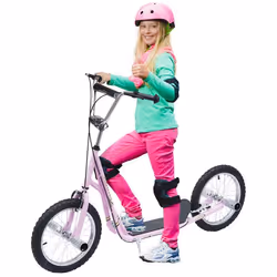 Trottinette patinette freestyle grandes roues pneumatiques Ø 41 cm avec pegs rose