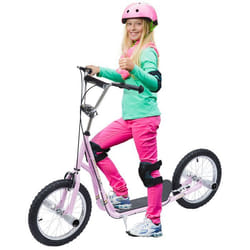 Trottinette patinette freestyle grandes roues pneumatiques Ø 41 cm avec pegs rose