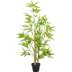 Outsunny - Bambous artificiels 1,20H m - lot de 2 bambous artificiels - 369 feuilles réalistes par bambou avec vrais troncs - pot inclus noir vert