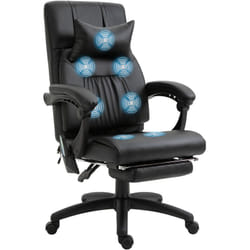 Homcom - Fauteuil de bureau manager massant hauteur réglable dossier inclinable repose-pied + appui-tête 68 x 79 x 104-112 cm noir