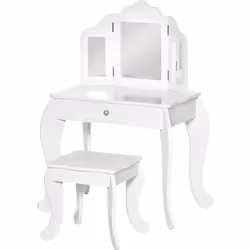 Description générale Cette splendide coiffeuse avec tabouret, adaptée aux enfants de 3 ans et plus, séduira votre enfant grâc ...