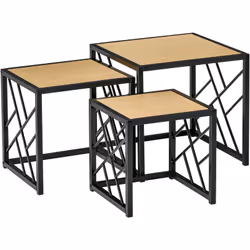 Description générale Profitez d'un style élégant et minimaliste avec cet ensemble de tables basses trois pièces de HOMCOM. Ch ...