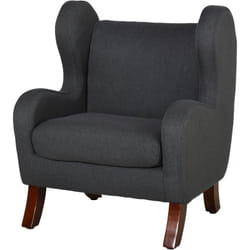 Homcom - Fauteuil enfant oreilles grand confort accoudoirs assise dossier garnissage mousse haute densité piètement bois hévéa verni lin gris