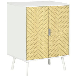 Buffet rangement design scandinave 2 portes avec étagère dim. 60L x 40l x 80H cm blanc aspect bois clair