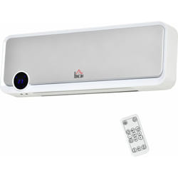Radiateur mural soufflant oscillant 2000 W - chauffage céramique PTC - 3 niveaux de puissance - télécommande incluse blanc argenté