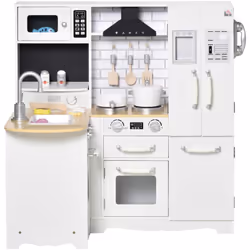 Cuisine pour enfant jeu d'imitation nombreux accessoires rangements évier réfrigérateur téléphone blanc