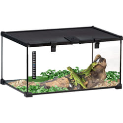 Pawhut - Terrarium en verre - vivarium reptiles & batraciens - habitat tortue - couvercle grillagé coulissant verrouillable - distributeur eau,