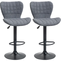 Lot de 2 tabourets de bar design dossier incurvé capitonné hauteur d'assise réglable 61-81 cm pivotant 360° repose-pied velours gris