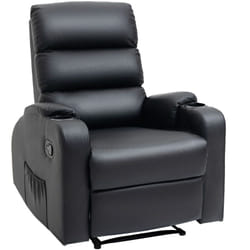 Fauteuil de relaxation inclinable avec repose-pied ajustable revêtement synthétique noir