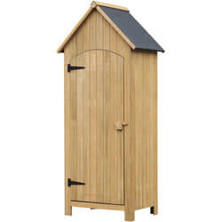 Outsunny - Armoire abri de jardin remise pour outils 3 étagères porte loquet toit pente bitumé dim. 77L x 54l x 179H cm bois sapin pré-huilé