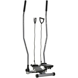 Homcom - Stepper avec guidon extenseurs écran lcd multifonction acier abs gris noir