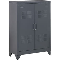 Armoire de rangement métal design industriel - 2 étagères - structure piètement tôle métal gris anthracite