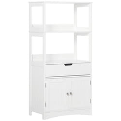 Meuble de rangement salle de bain - kleankin - 2 portes tiroir 3 étagères mobilier - MDF - 60x33x122cm - blanc