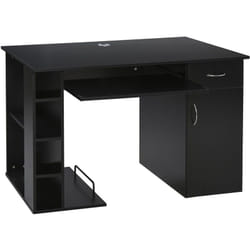 Homcom - Bureau informatique multimédia multi-rangements avec étagère tiroir tablette clavier mdf 120 x 60 x 74 cm noir
