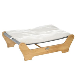 PawHut Lit pour chat chienchat lit hamac pour chat et chien avec coussin en peluche cadre en bois de pin lavable en machine
