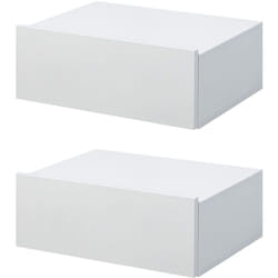 Homcom - Lot de 2 tables de chevet murales - lot de 2 tables de nuit - tiroir coulissant, plateau - panneaux particules blanc
