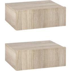 Homcom - Lot de 2 tables de chevet murales - lot de 2 tables de nuit - tiroir coulissant, plateau - panneaux particules aspect chêne clair