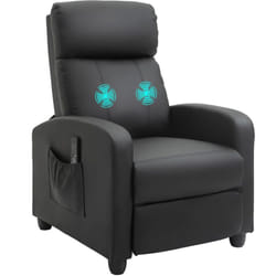 Fauteuil de relaxation et massage inclinaison dossier repose-pied réglable revêtement synthétique noir