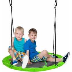 Outsunny - Balançoire nid d'oiseau ronde balançoire panier ø 110 cm 4 anneaux inclus métal époxy Oxford haute densité vert