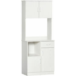 HOMCOM Armoire de cuisine multi-rangements 4 portes 1 tiroirs étagère + grand plateau 71 x 41 x 178 cm MDF blanc