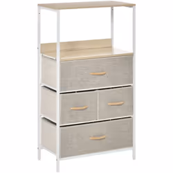 Description générale Cette commode de rangement naturelle et traditionnelle à 4 tiroirs et 1 étagère crée un meuble sobre et  ...