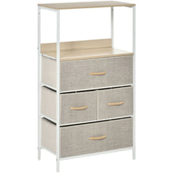 Homcom - Commode meuble de rangement chiffonnier 4 tiroirs amovibles 1 étagère 58 x 29 x 103 cm gris blanc