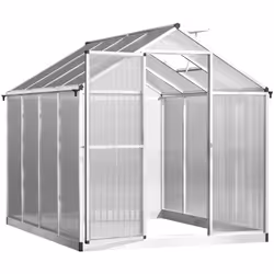 Description générale Cette grande serre de jardin en aluminium et polycarbonate à paroi doublée alvéolée est conçue pour opti ...