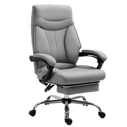 Fauteuil de bureau - Vinsetto - ergonomique - avec repose-pieds - hauteur réglable - dossier inclinable - provitant 360 ° - gris
