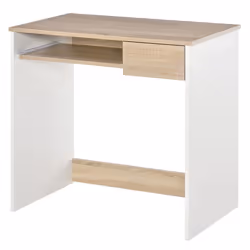 HOMCOM Bureau secrétaire bureau informatique simple pour enfant avec tablette clavier et tiroir coulissant chêne clair blanc