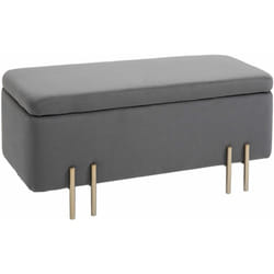 Homcom - Grand pouf coffre de rangement design contemporain- banc avec espace de rangement - dim. 100L x 40l x 42H cm - velours gris foncé piètement