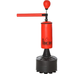 Sac de frappe boxe autoportant punching ball brunier 3 en 1 revêtement synthétique dim. 88L x 48l x 155-205H cm rouge noir