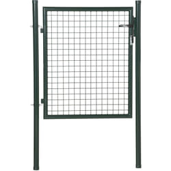 Portillon grillagé dim. 97L x 150H cm - gâche réversible, serrure encastrée, 3 clés - acier vert