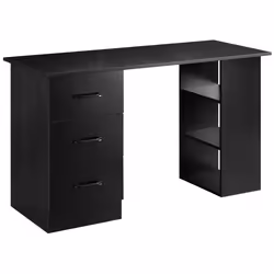 Bureau Informatique - HOMCOM - 3 tiroirs coulissants - 3 étagères - Noir