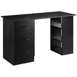 Bureau Informatique - HOMCOM - 3 tiroirs coulissants - 3 étagères - Noir